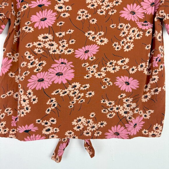 Madewell Novel Tie-Front Top in Hillside Daisies Burnt Clay Size Small S - Picture 12 of 12